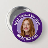 Paarse cheerleader foto High School Spirit Ronde Button 7,6 Cm (Voorkant /achterkant)