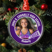 Paarse cheerleader foto middelbare school kerst metalen ornament