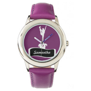 Paarse Cheerleader gepersonaliseerd horloge