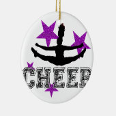 Paarse Cheerleader Keramisch Ornament (Rechts)