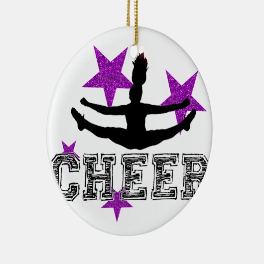 Paarse Cheerleader Keramisch Ornament (Rechts)