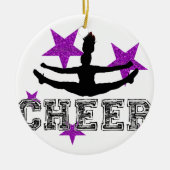 Paarse Cheerleader Keramisch Ornament (Voorkant)