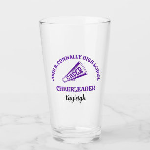 Paarse cheerleader op de middelbare school geperso glas