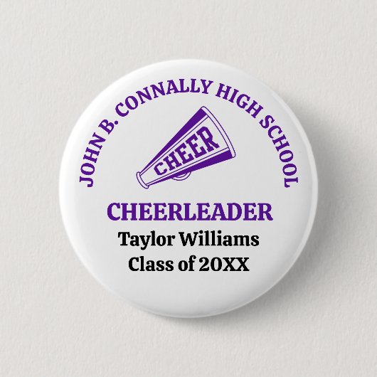 Paarse cheerleader op de middelbare school geperso ronde button 5,7 cm (Voorkant)