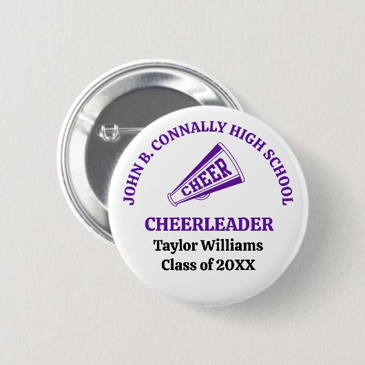 Paarse cheerleader op de middelbare school geperso ronde button 5,7 cm (Voorkant /achterkant)
