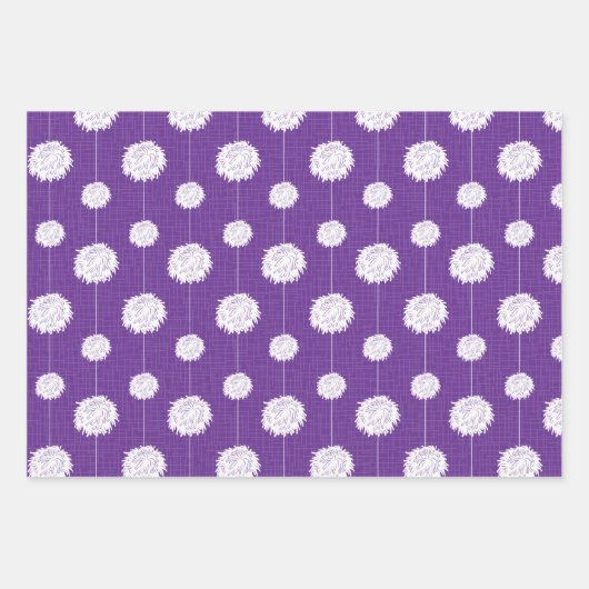 Paarse Cheerleader Pom Pom Pattern Inpakpapier Vel (Voorkant 3)