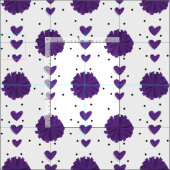 Paarse Cheerleader Pom Poms & Hearts Pattern Stof (Delen)