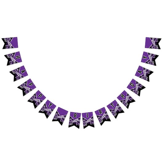 Paarse Cheerleader Verjaardag Vlaggetjes (Alle)
