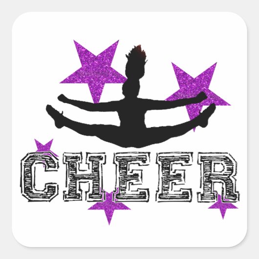 Paarse Cheerleader Vierkante Sticker (Voorkant)