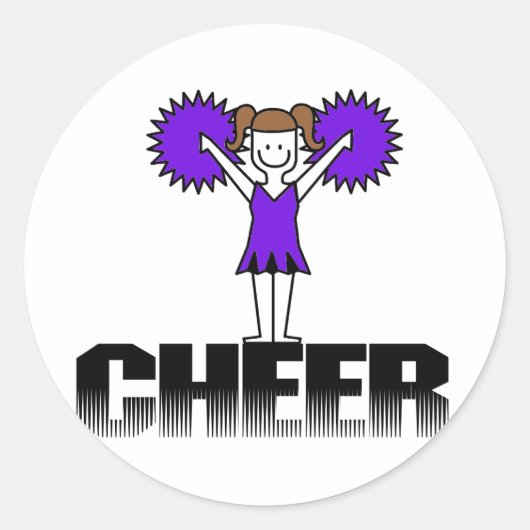 Paarse Cheerleading T-shirts en geschenken Ronde Sticker (Voorkant)