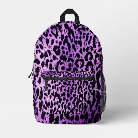 Paarse Cheetah Print Bedrukte Rugzak (Voorkant)