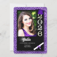Paarse Cheetah Print Class van 2025 Afstuderen