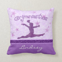Paarse Cheetah Print Stripe Gymnastiek met monogra Kussen