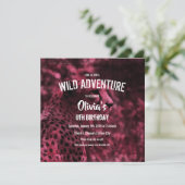 Paarse Cheetah Safari Birthday Party Kaart (Staand voorkant)