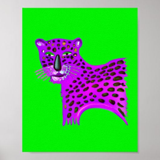 Paarse Cheetah Waterverf AI Generated Art Poster (Voorkant)