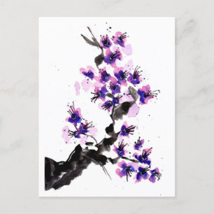 Paarse Cherry Blossom Briefkaart