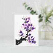Paarse Cherry Blossom Briefkaart (Staand voorkant)