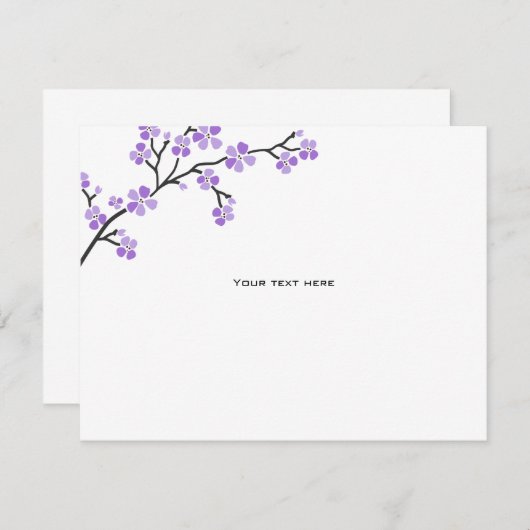 Paarse Cherry Blossom Directies invoegen Informatiekaartje (Voorkant / Achterkant)