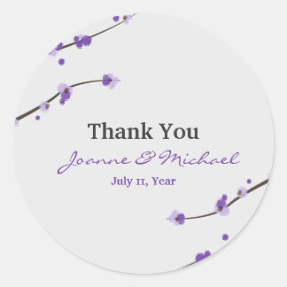 Paarse Cherry Blossom Favor Stickers
