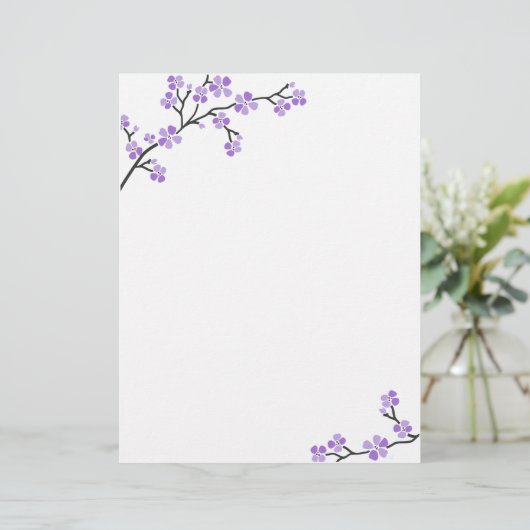 Paarse Cherry Blossom letterhead (Staand voorkant)