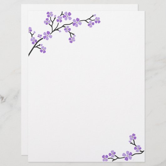 Paarse Cherry Blossom letterhead (Voorkant / Achterkant)