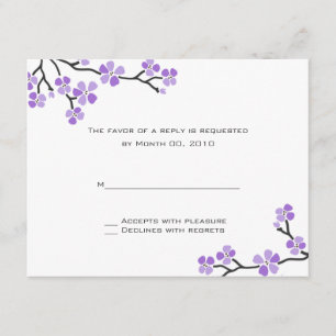 Paarse Cherry Blossom RSVP-kaarten RSVP Kaartje