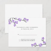 Paarse Cherry Blossom RSVP-kaarten RSVP Kaartje (Voorkant / Achterkant)