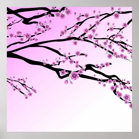 Paarse Cherry Blossom Sakura Poster (Voorkant)