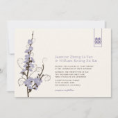 Paarse Cherry Blossom Sakura zwemt Aziatische brui Kaart (Voorkant)