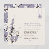 Paarse Cherry Blossom Sakura zwemt Aziatische brui Kaart (Voorkant / Achterkant)