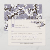 Paarse Cherry Blossom Sakura zwemt Aziatische brui RSVP Kaartje (Voorkant / Achterkant)