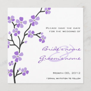 Paarse Cherry Blossom Save the Date Cards