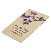 Paarse  Cherry Blossom Save the Date Magneet (Linkerzijde)