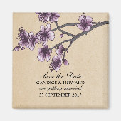 Paarse Cherry Blossom Save the Date Magneet (Voorkant)