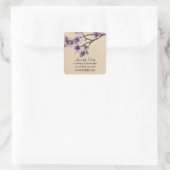 Paarse Cherry Blossom Save the Date Vierkante Sticker (Tas)