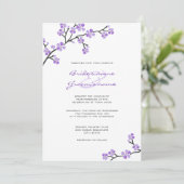 Paarse Cherry Blossom Wedding Invitations Kaart (Staand voorkant)