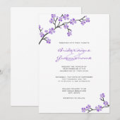 Paarse Cherry Blossom Wedding Invitations Kaart (Voorkant / Achterkant)