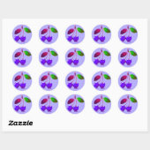Paarse Cherry Pop Art Ronde Sticker (Vel)