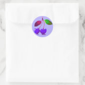 Paarse Cherry Pop Art Ronde Sticker (Tas)