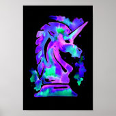Paarse Chess Knigh Unicorn Poster (Voorkant)