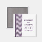 Paarse Chevron Border sparen de Datum Magnet (Voorkant / Achterkant)