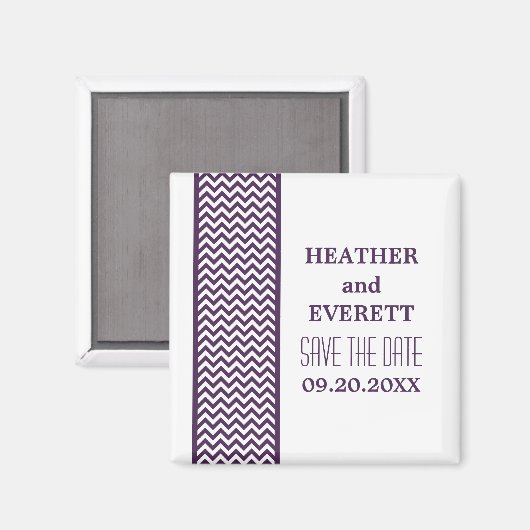 Paarse Chevron Border sparen de Datum Magnet (Voorkant / Achterkant)