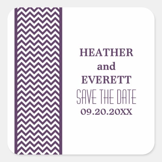 Paarse Chevron Border sparen de Stickers van de Da (Voorkant)