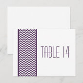 Paarse Chevron Border Table Number Briefkaart (Voorkant / Achterkant)