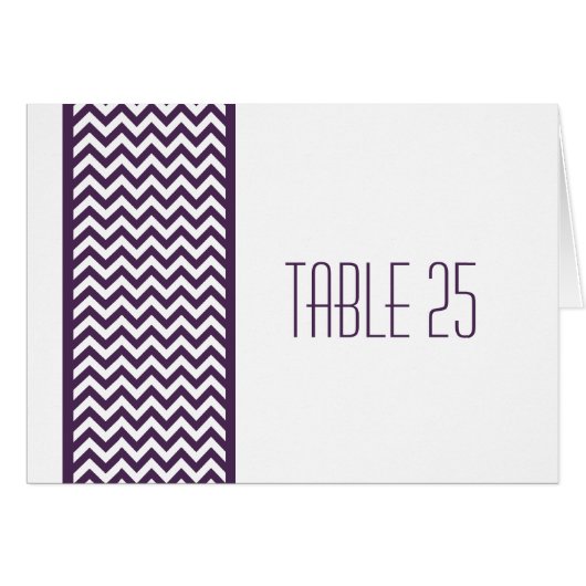 Paarse Chevron Border Table Number Kaart (Voorkant Horizontaal)