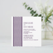 Paarse Chevron Border Wedding Invite Kaart (Staand voorkant)