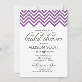 Paarse Chevron Bridal Shower Kaart