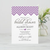 Paarse Chevron Bridal Shower Kaart (Staand voorkant)