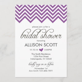 Paarse Chevron Bridal Shower Kaart