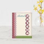 Paarse Chevron en Beige Gepersonaliseerde Kaart (Gele Bloem)